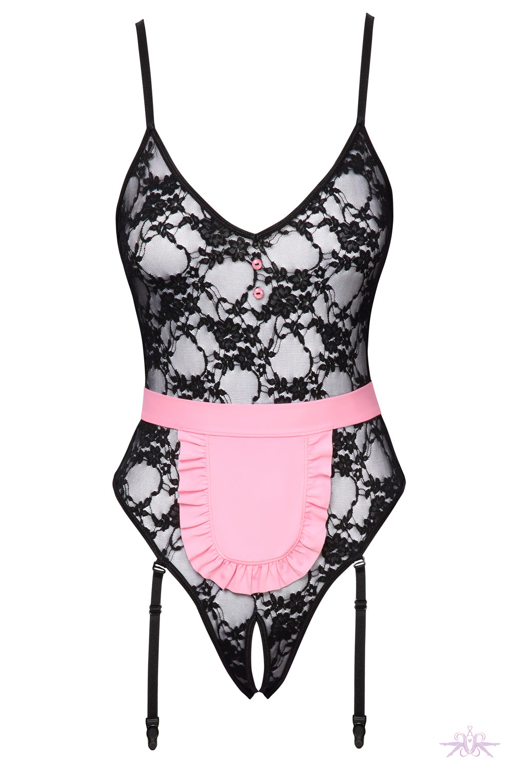 Maid Crotchless Suspender Body Costume