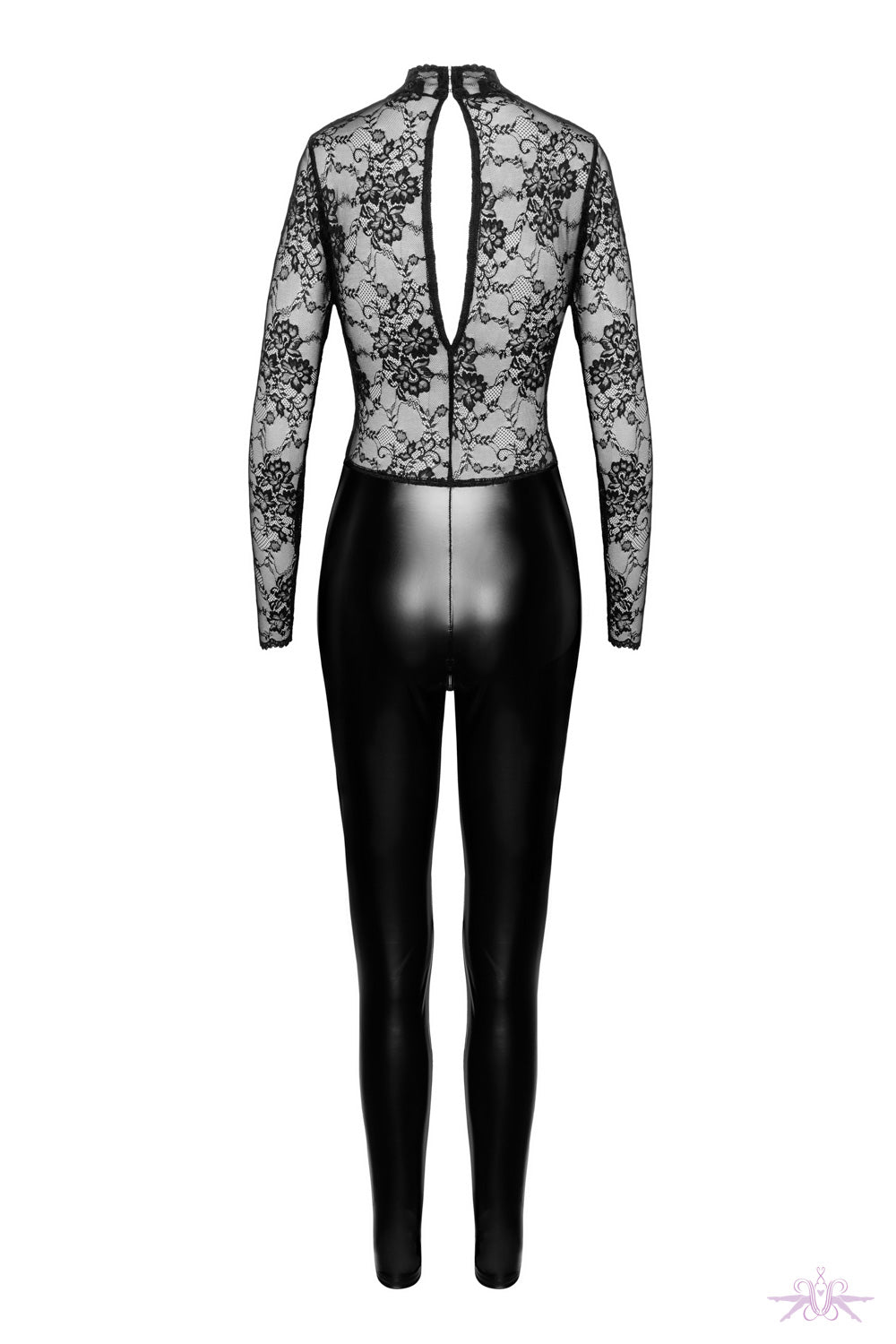 Noir Handmade Lace Long Sleeve Catsuit