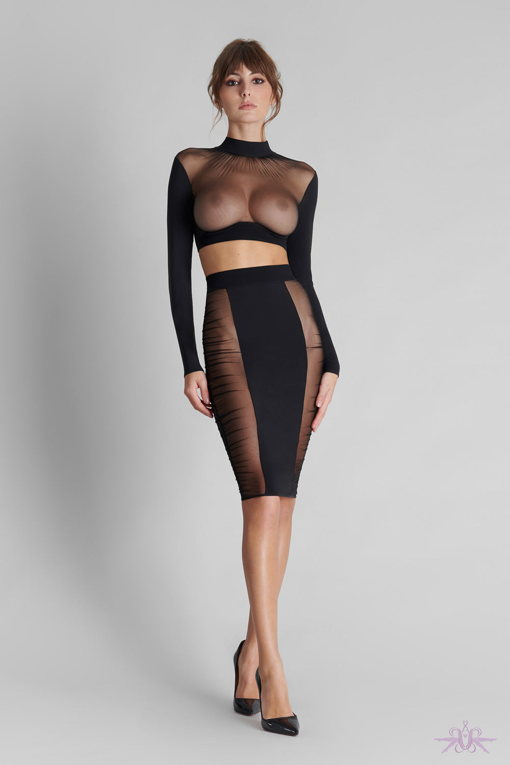 Scandale Nuit Fauve Scarf Long Sleeve Top