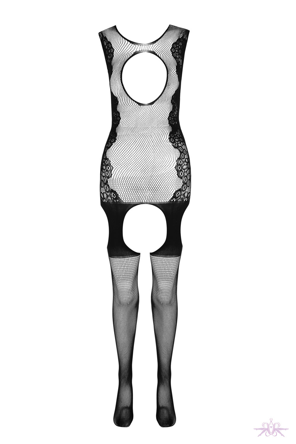 Passion Black Crotchless Posy Bodystocking