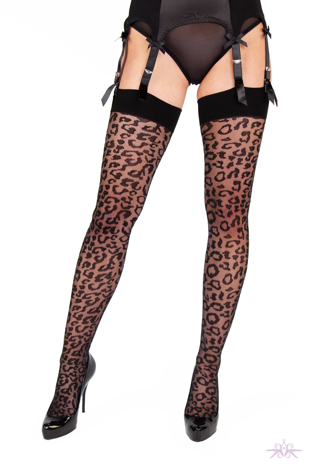 Playful Promises Nude Leopard Knit Stockings