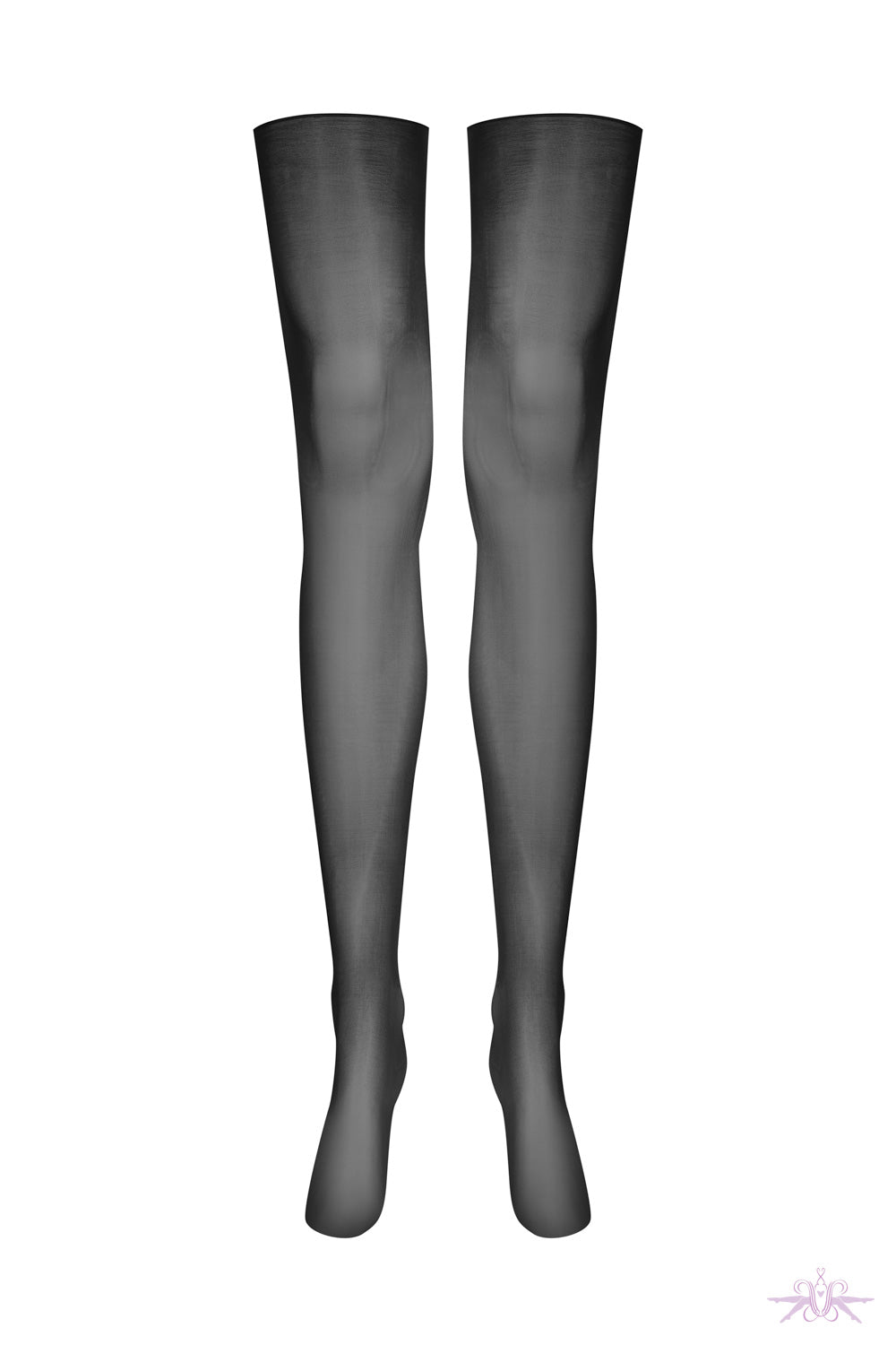 Maison Close Sheer Glossy Cut and Curled Black Stockings