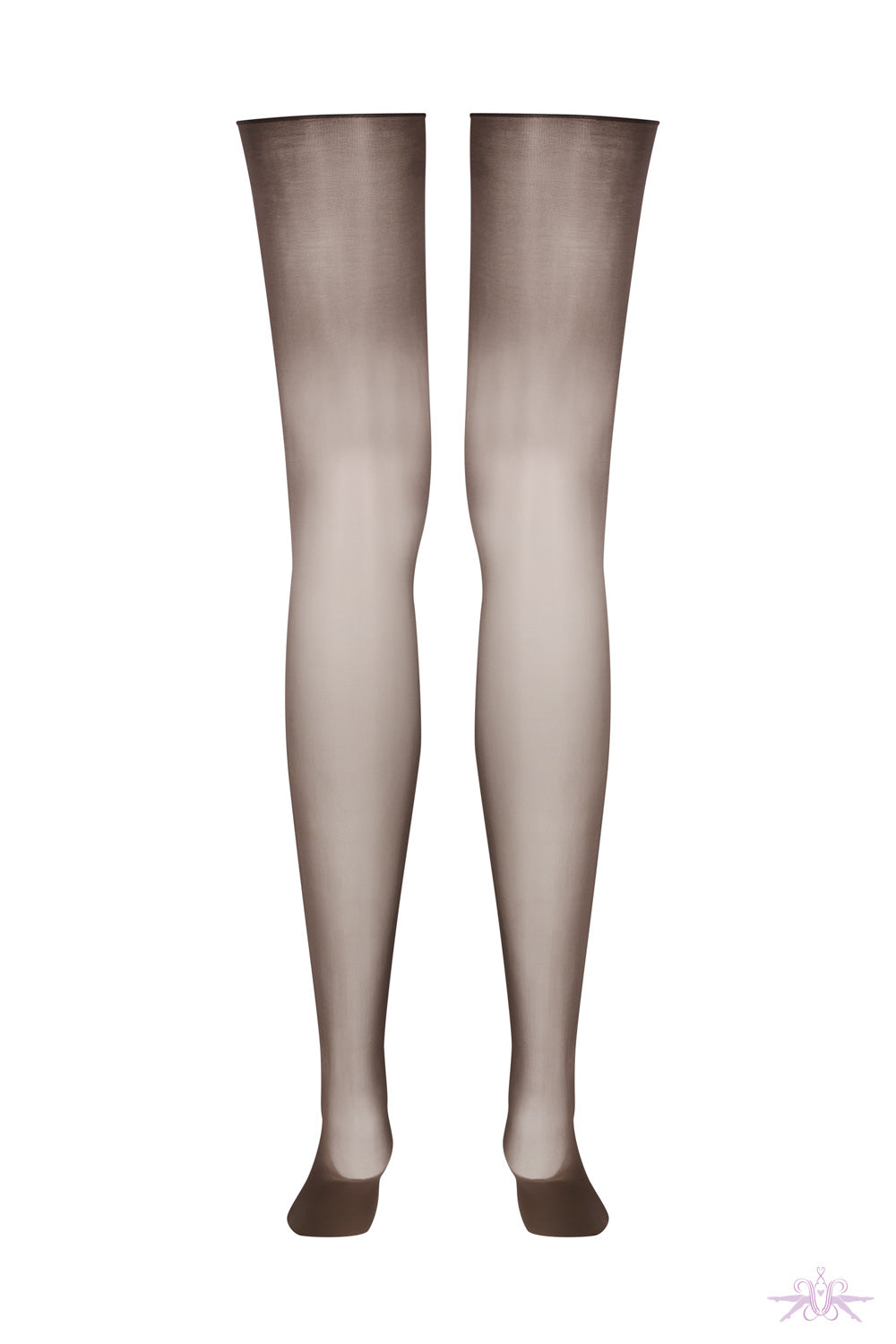 Maison Close Sheer Glossy Cut and Curled Brown Stockings