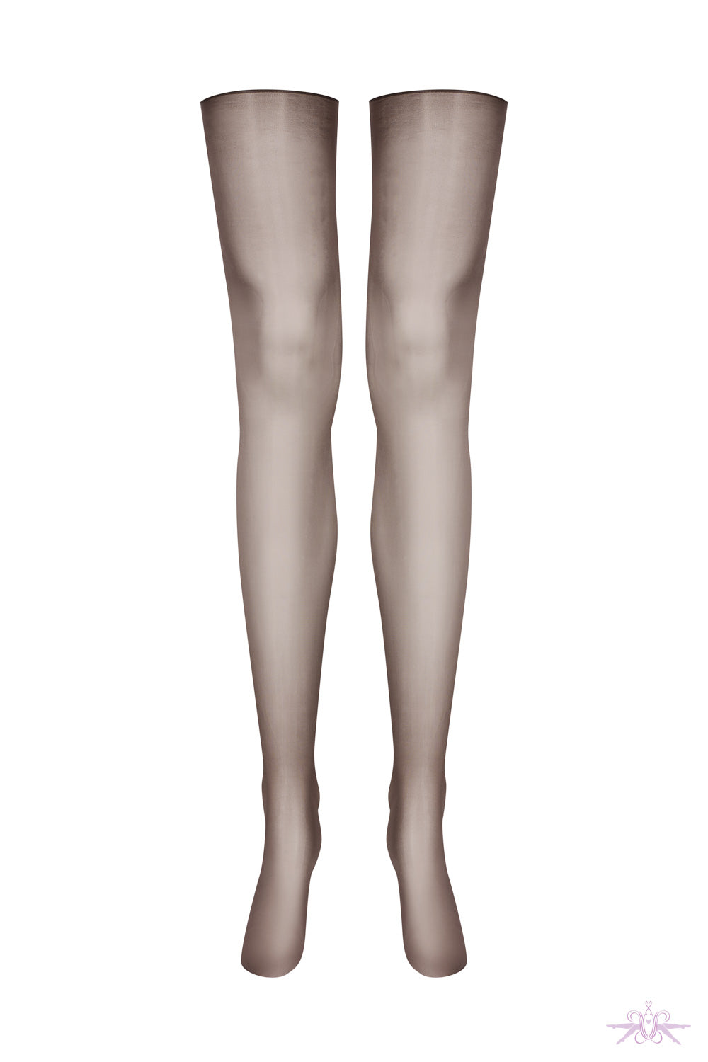 Maison Close Sheer Glossy Cut and Curled Brown Stockings