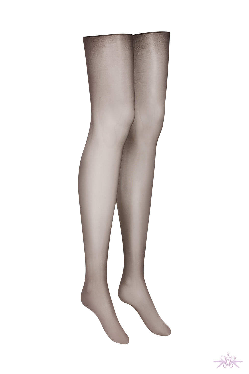 Maison Close Sheer Glossy Cut and Curled Brown Stockings