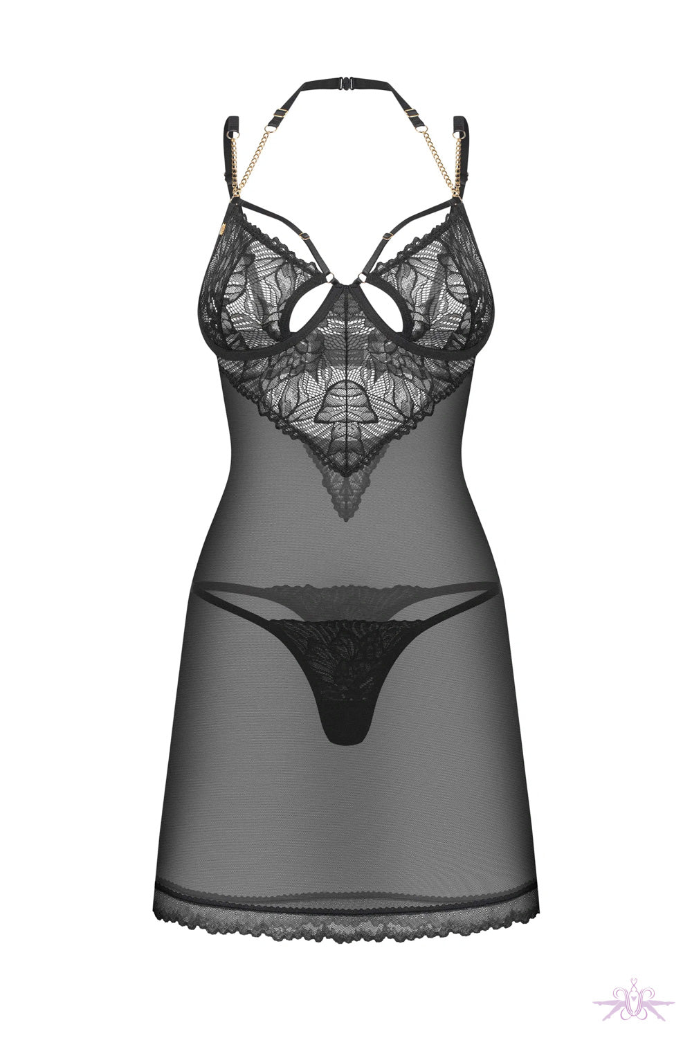 Obsessive Matidea Black Chemise and Thong