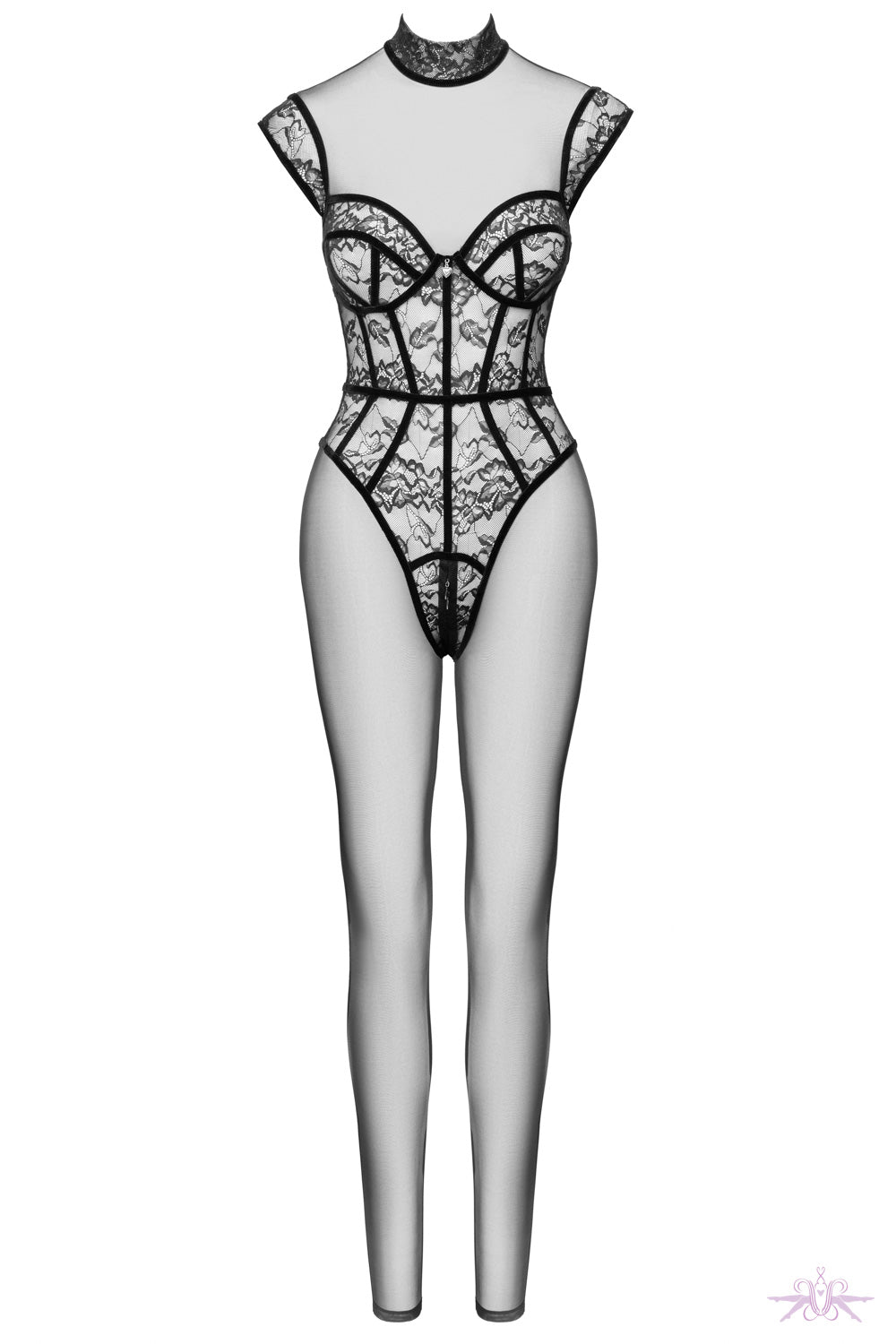 Cotelli Black Corset Jumpsuit