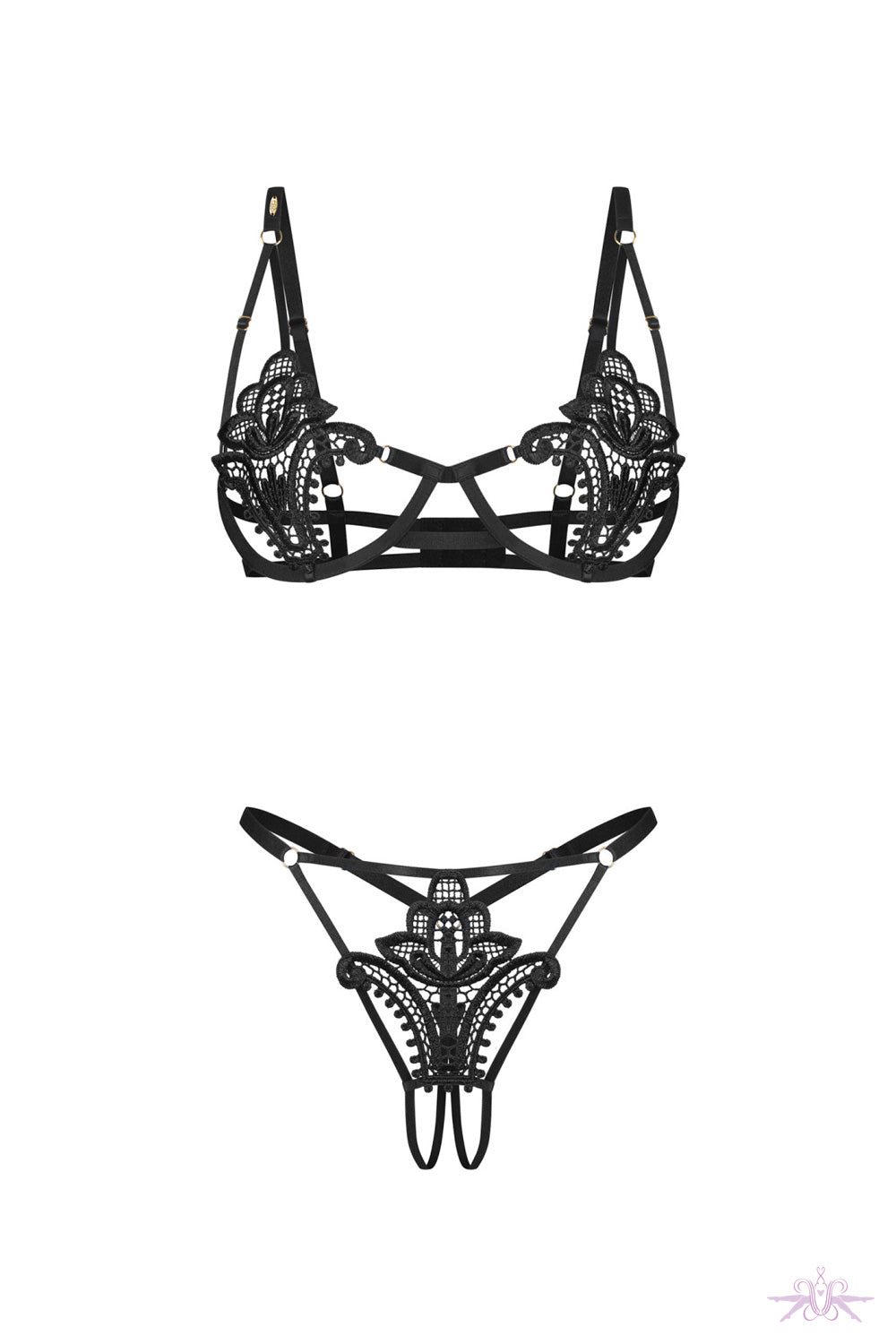 Obsessive Luise Sublim Black 2pcs Crotchless Set