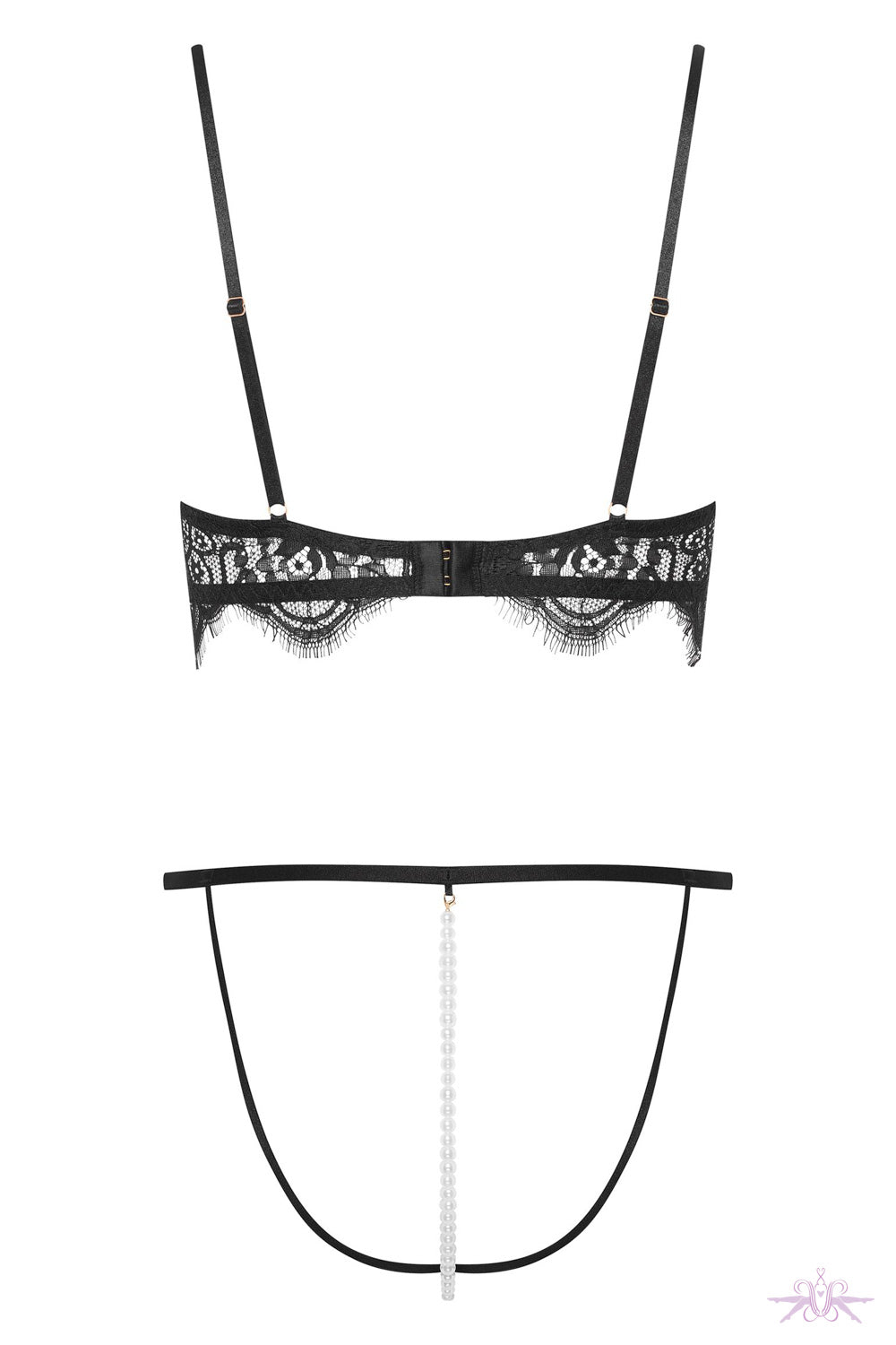 Esotiq Sensual Black Open Two Piece Set