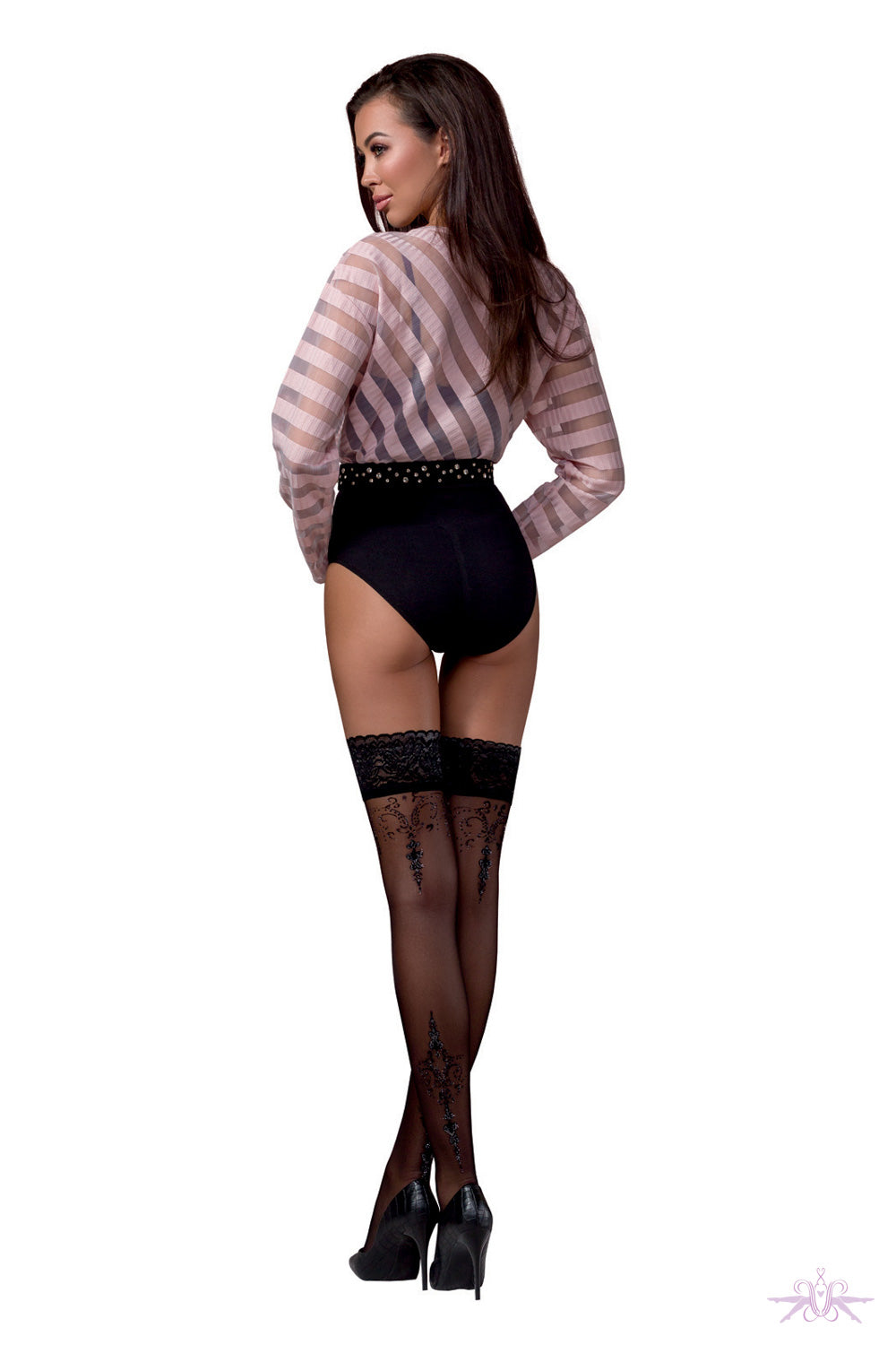 Passion Black Floral Hold Ups