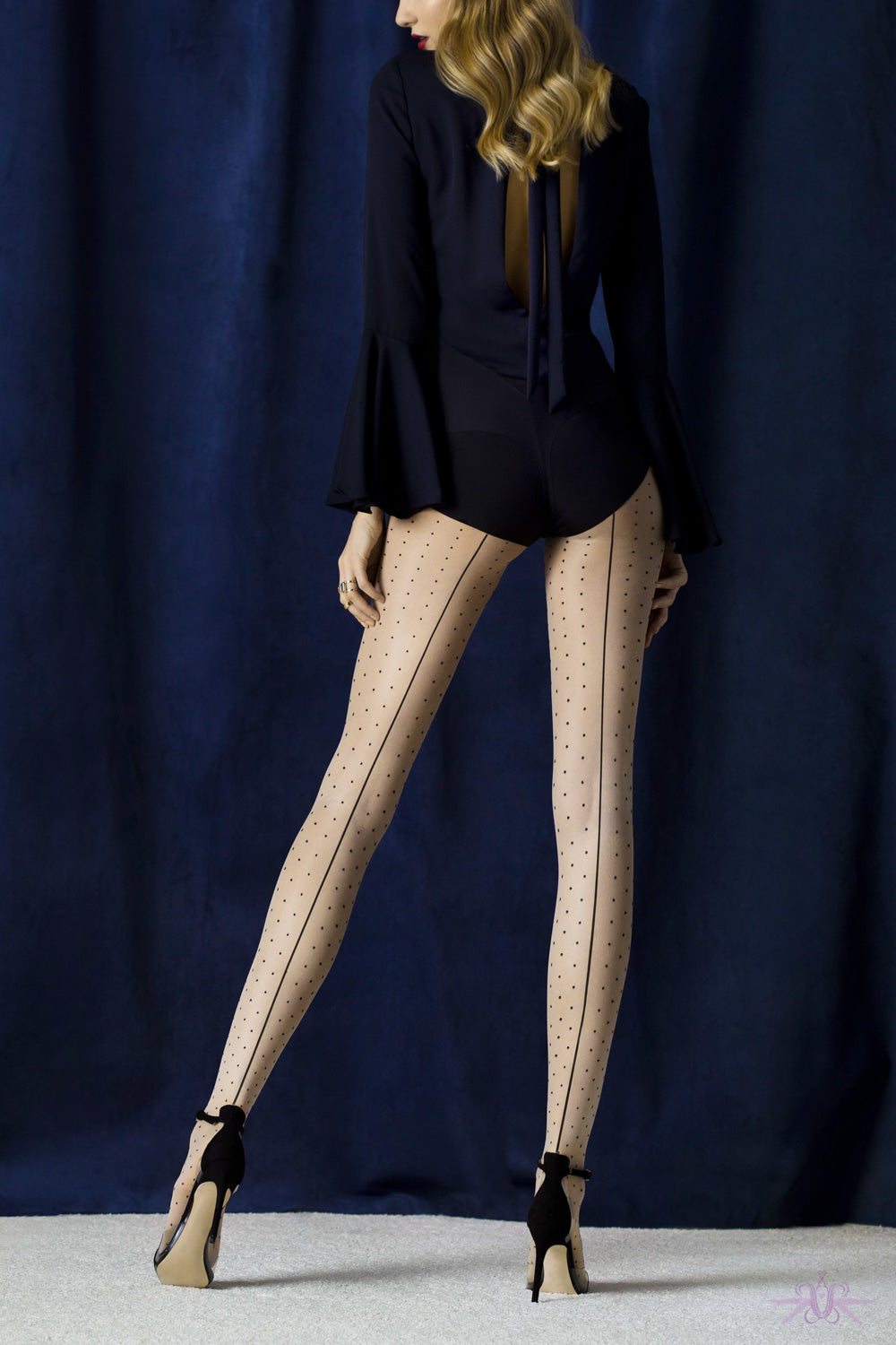 Fiore Intrigue Seamed Spotted Tight - Mayfair Stockings