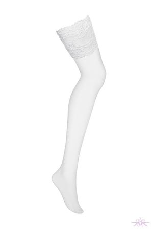 Obsessive Deep Lace White Stockings - Mayfair Stockings
