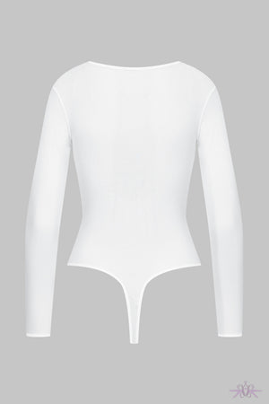 Maison Close Pure Tentation Long Sleeved White Thong Body