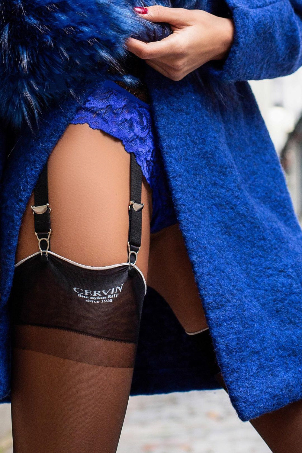 Cervin Enola Couture Black Seamed Stockings