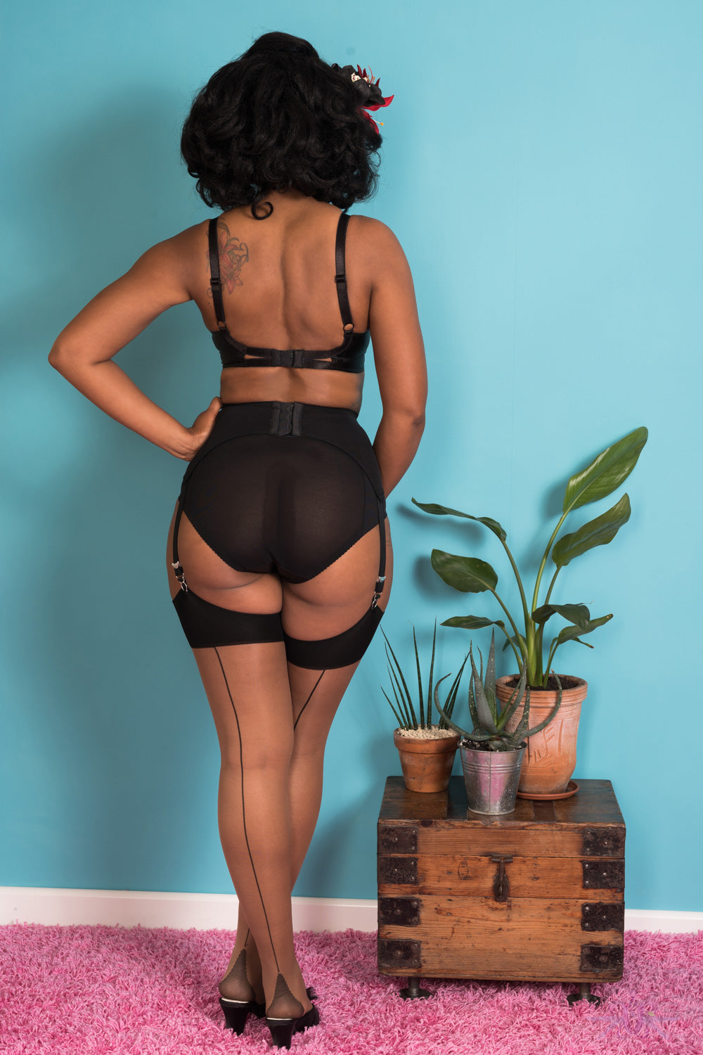 What Katie Did Contrast Nutmeg/Black Seamed Stockings
