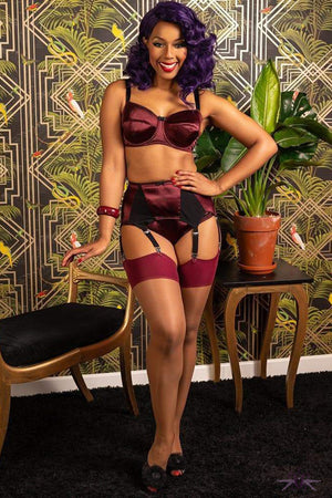 What Katie Did Contrast Nutmeg/Claret Seamed Stockings