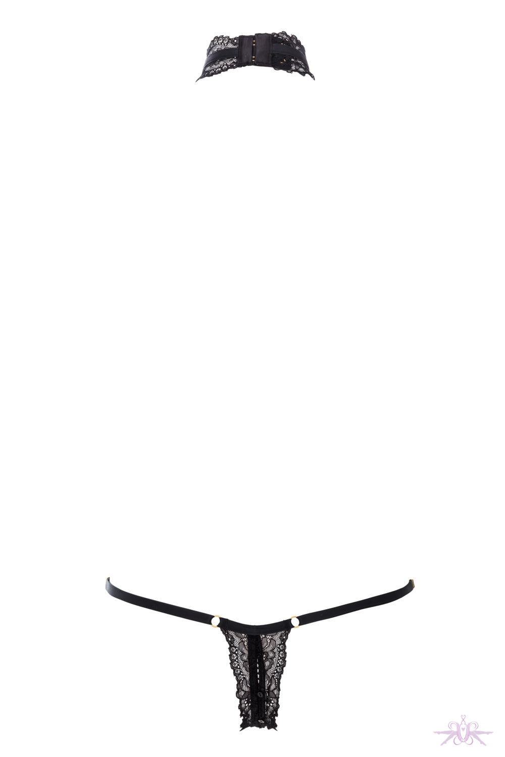 Maison Close Le Petit Secret Dentelle Openable Thong with Harness - Mayfair Stockings