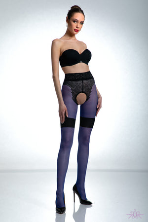 Amour Diva Crotchless Seamed Very Peri Tights
