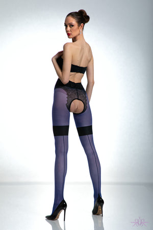 Amour Diva Crotchless Seamed Very Peri Tights