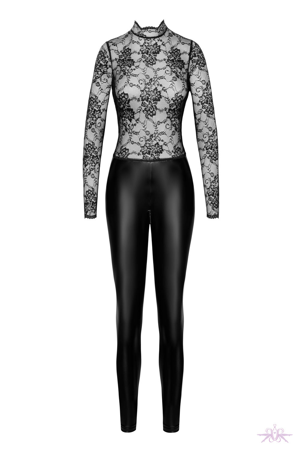Noir Handmade Lace Long Sleeve Catsuit