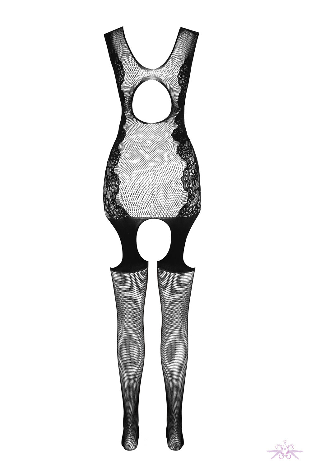 Passion Black Crotchless Posy Bodystocking