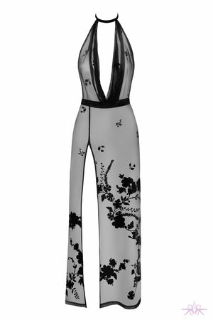 Noir Handmade Fabulous Long Flocked Mesh Dress
