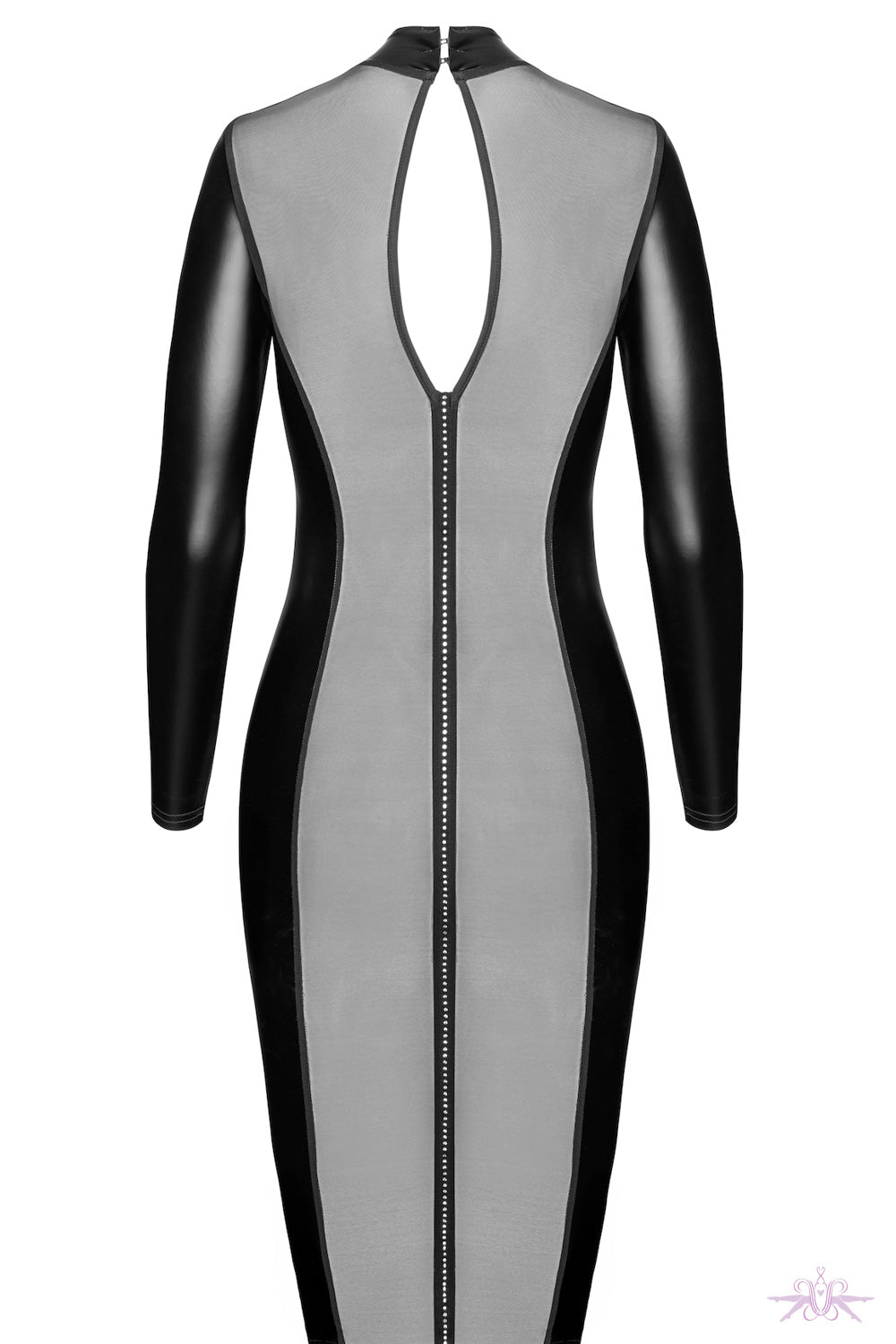 Noir Handmade Luxuria Crystal Back Sheer Midi Dress