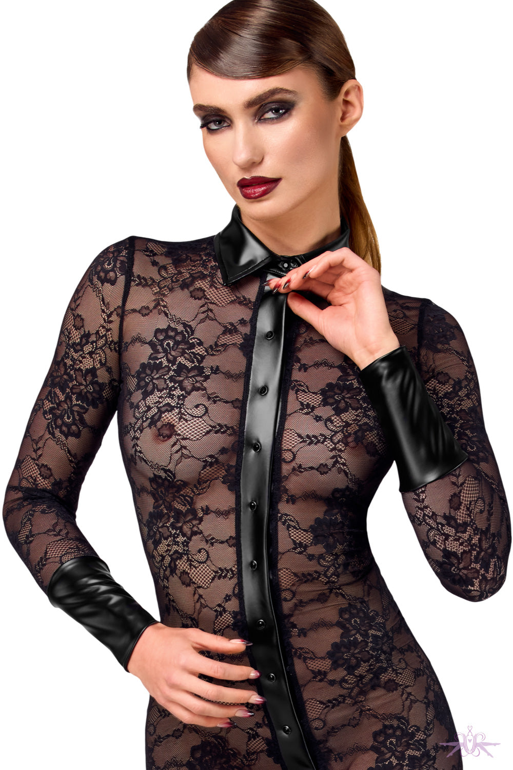 Noir Handmade Noirelle Lace Button-Up Midi Dress