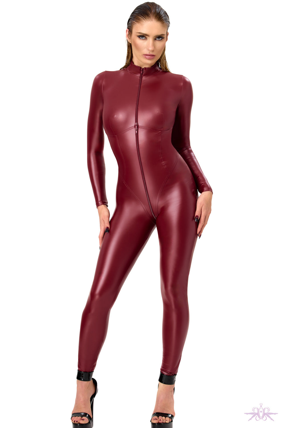 Noir Handmade Dark Romance Three Way Zip Catsuit