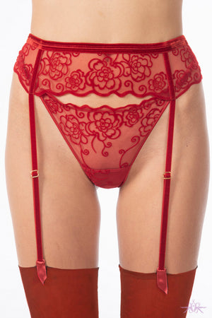 Valery Prestige Camelia Red Suspender Belt