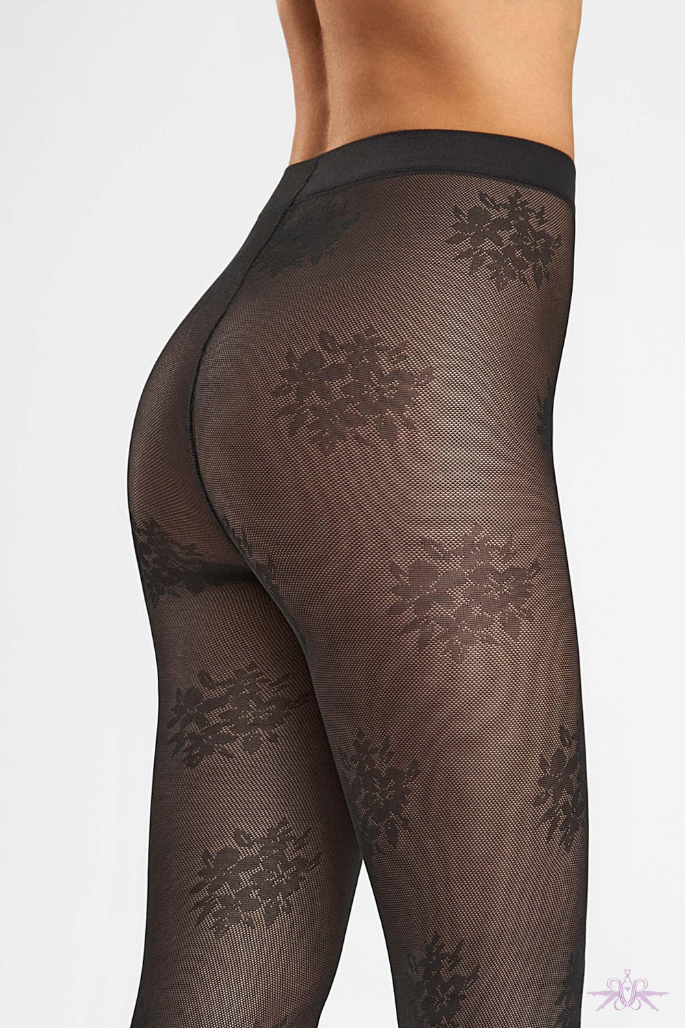 Marilyn Grace Black Floral Tights