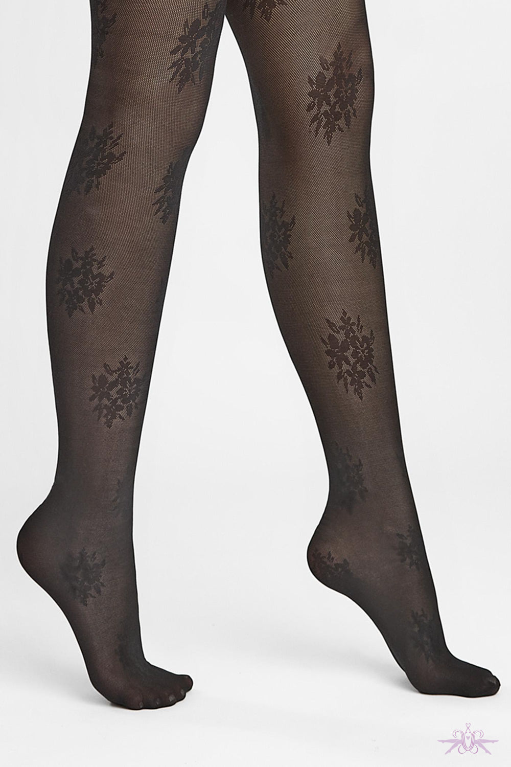 Marilyn Grace Black Floral Tights