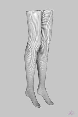Maison Close Lurex Fishnet Cut and Curled Stockings
