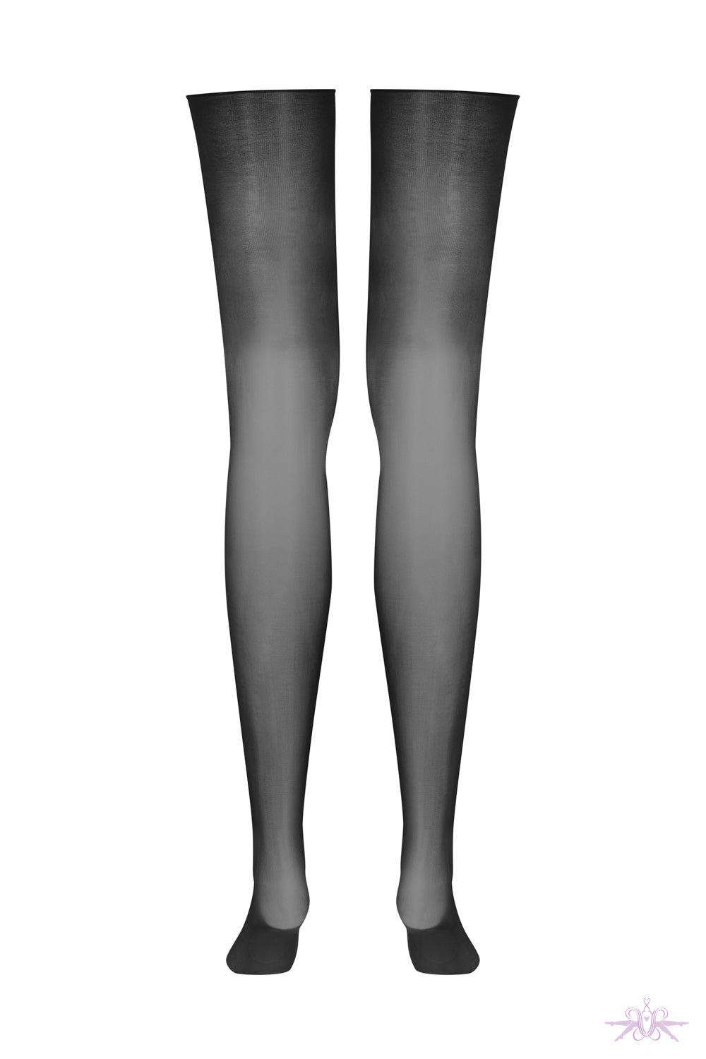 Maison Close Sheer Glossy Cut and Curled Black Stockings