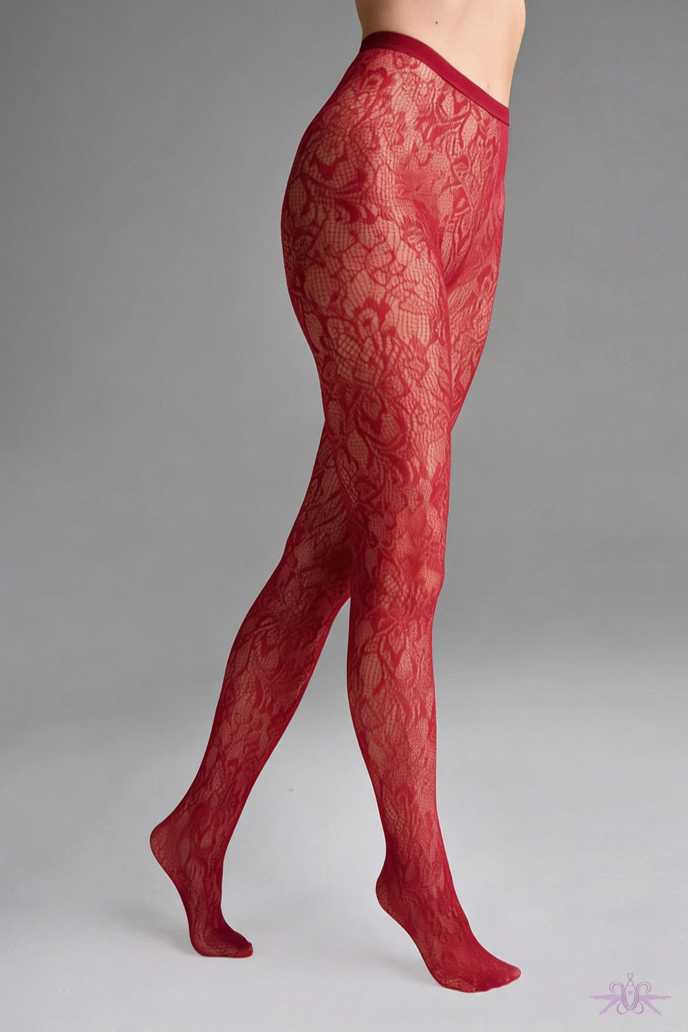 Marilyn Lace Fishnet Red Tights