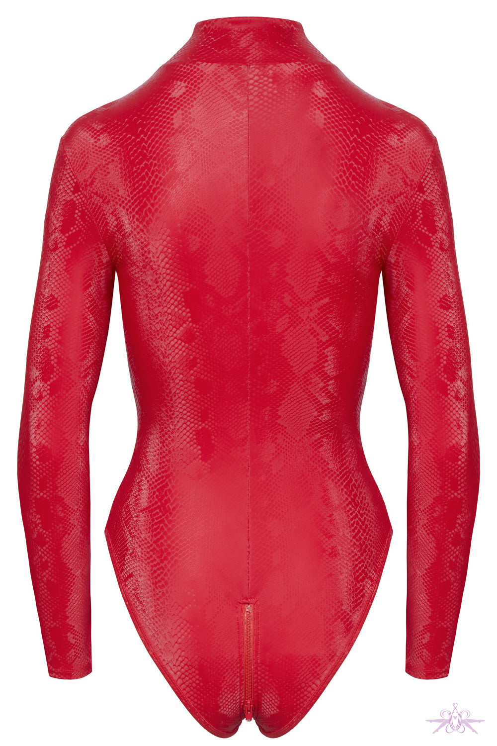 Cottelli Red Long Sleeved Snake Effect Open Bodysuit