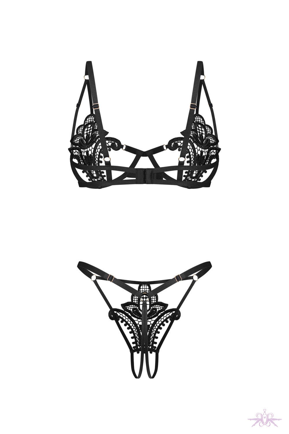 Obsessive Luise Sublim Black 2pcs Crotchless Set