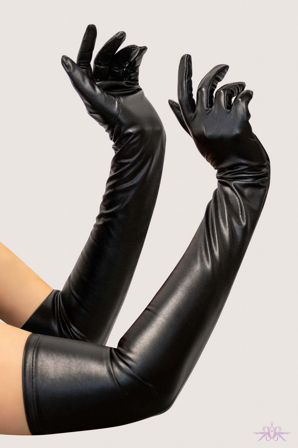 Playful Promises Black Vegan Leather Gloves
