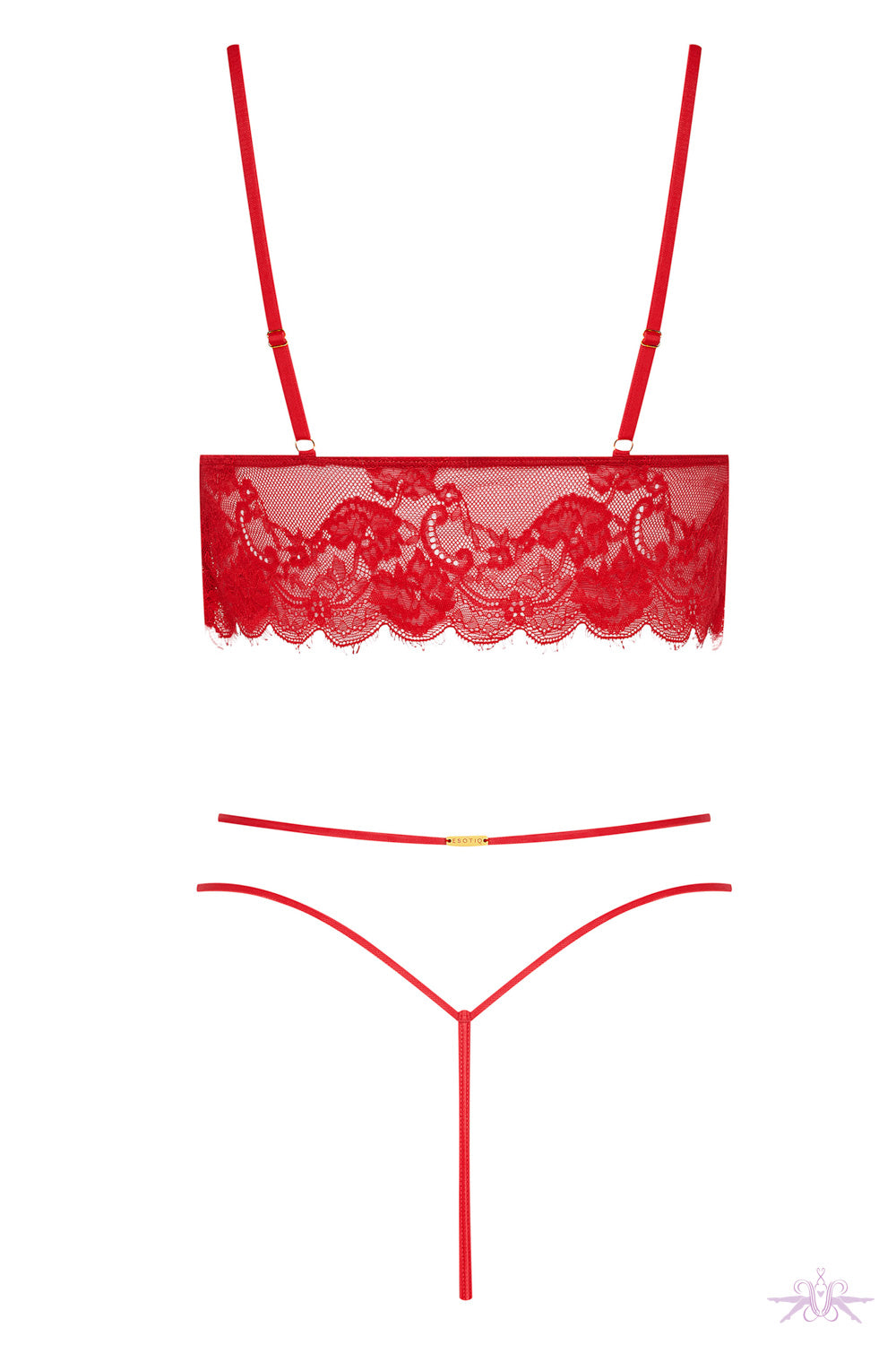 Esotiq Sensual Red Risky Open Two Piece Set