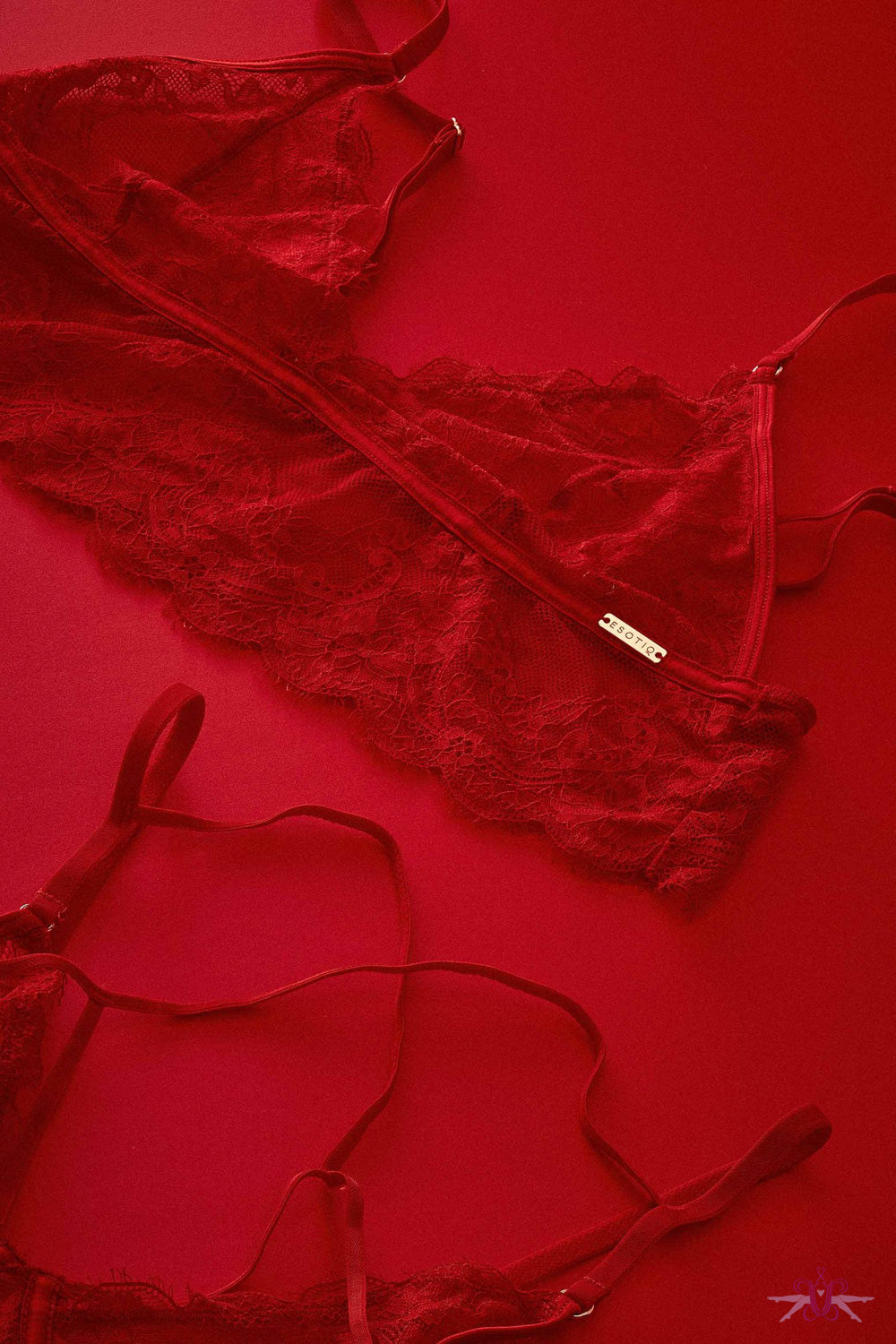 Esotiq Sensual Red Risky Open Two Piece Set