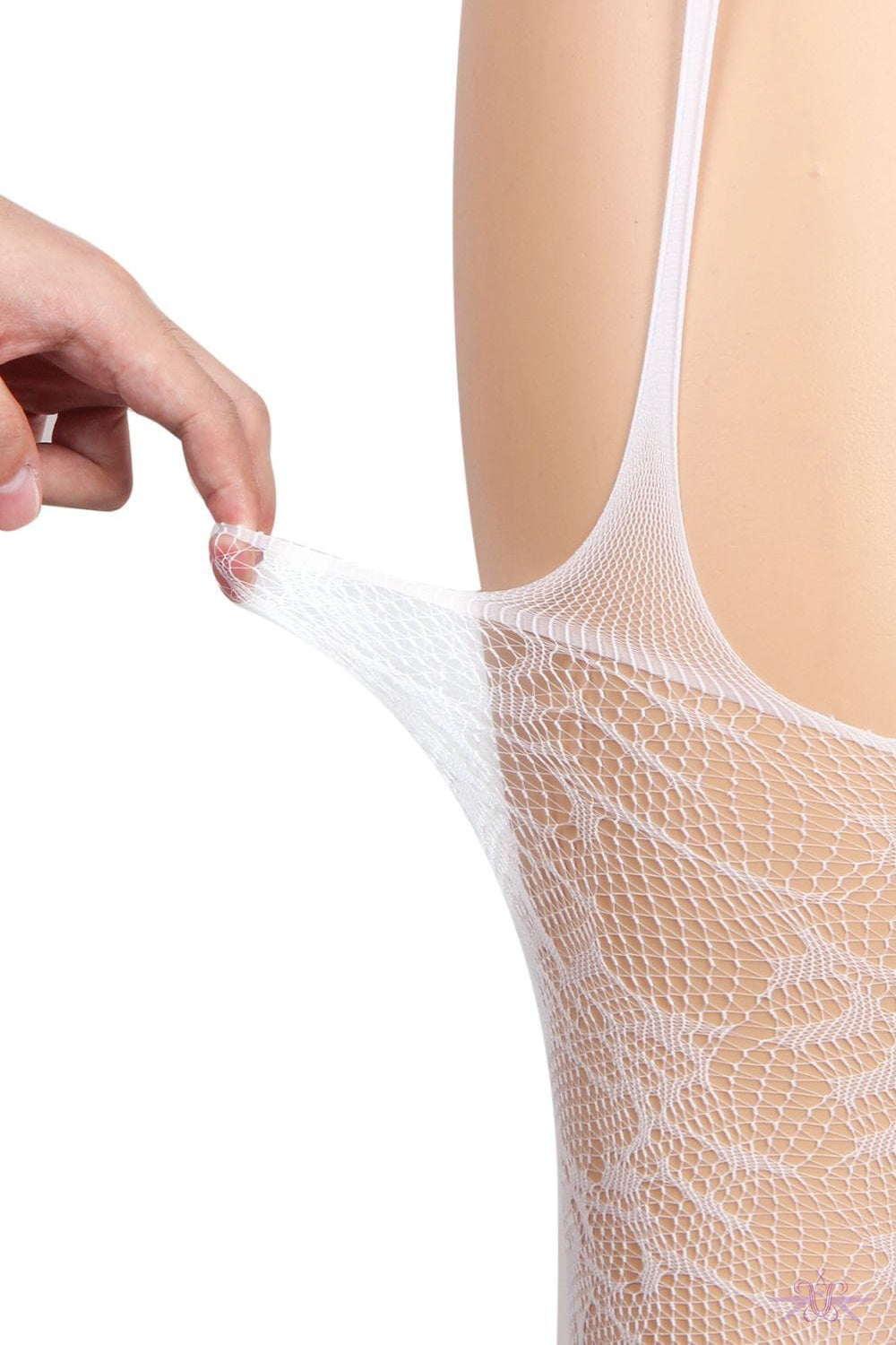 YesX White White Floral Fishnet Bodystocking