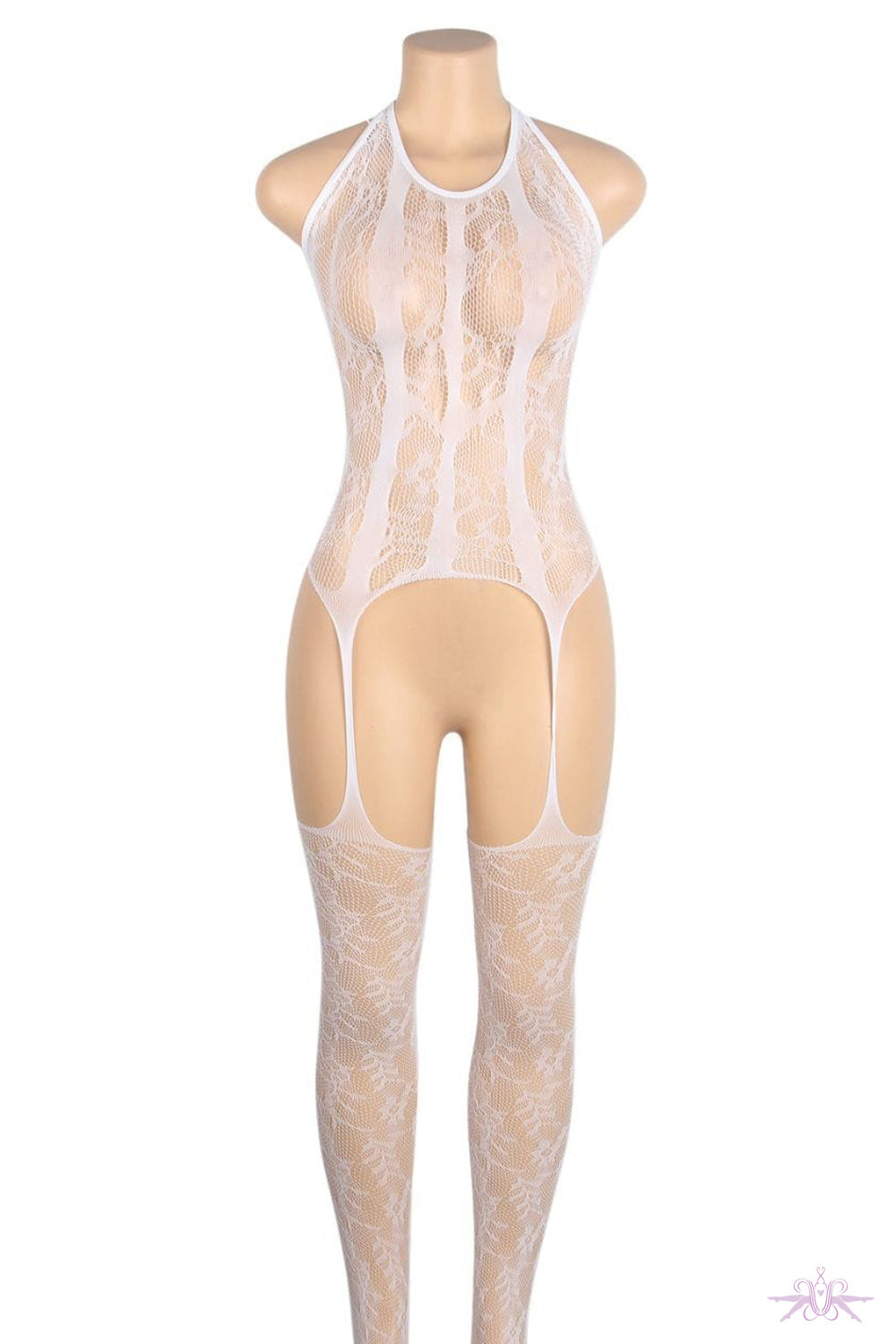 YesX White White Floral Fishnet Bodystocking