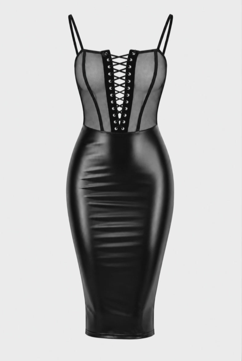 Noir Handmade Do Not Disturb Lace-Up Midi Dress