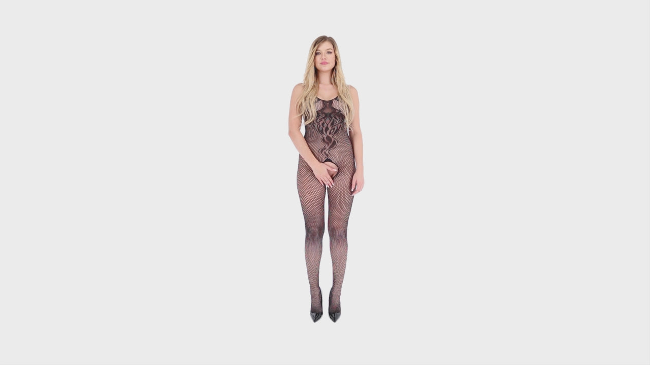 Passion Black Crotchless Tiger Bodystocking