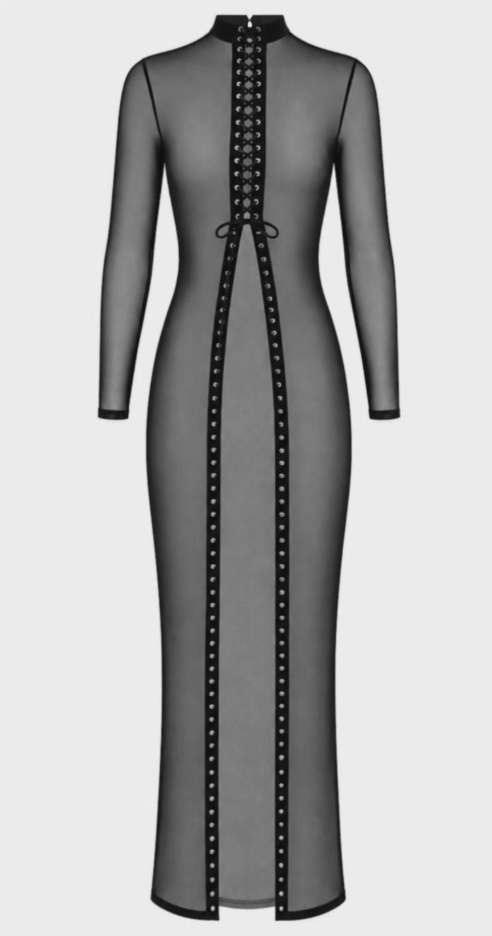 Noir Handmade Do Not Disturb Lace-Up Maxi Dress