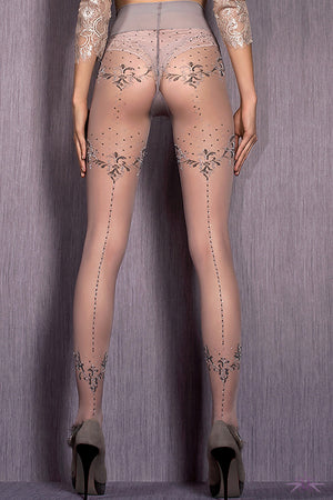 Ballerina Floral Seamed Tights - Mayfair Stockings