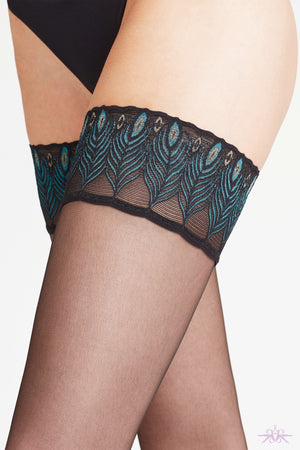 Falke Lunelle 8 Peacock Lace Hold Ups - Mayfair Stockings
