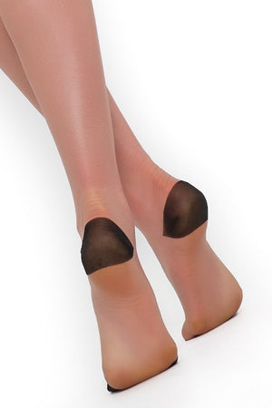 Gio Reinforced Heel and Toe Contrast Nylon Stockings - Mayfair Stockings