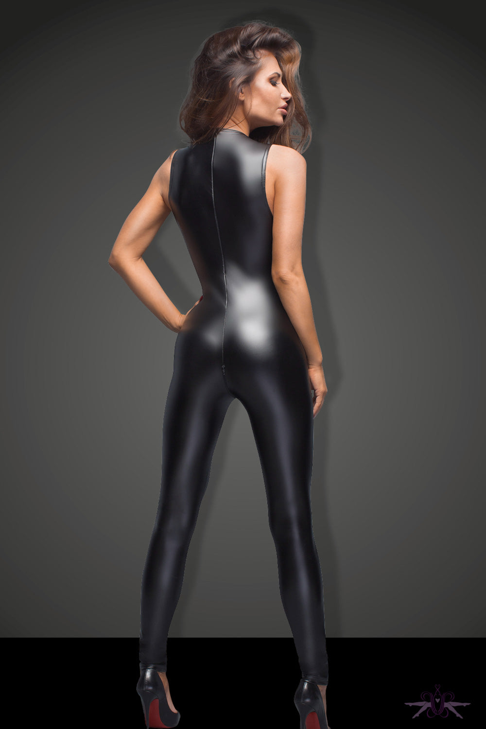 Noir Handmade Wetlook Sleeveless Catsuit