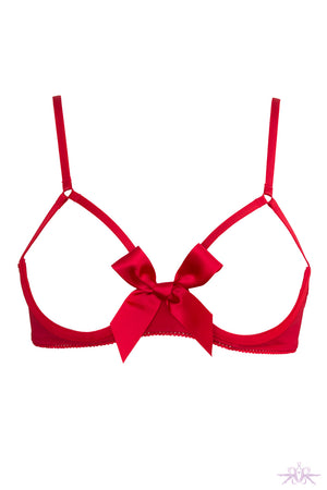 Maison Close Le Petit Secret Red Cupless Bra with Bow - Mayfair Stockings